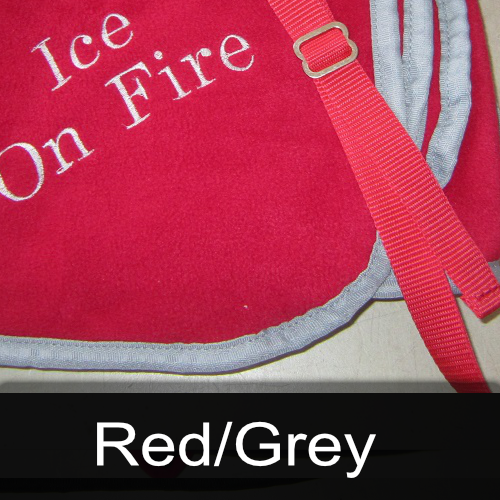 red and grey polarfleece exercise sheet
