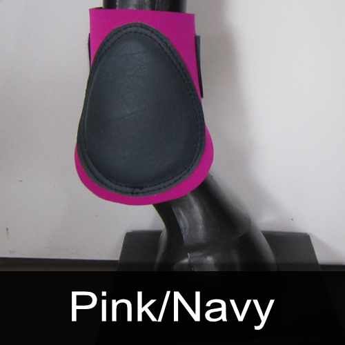 A pink and navy boot is on a mannequin