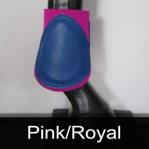 A blue and pink boot with the words pink / royal below it
