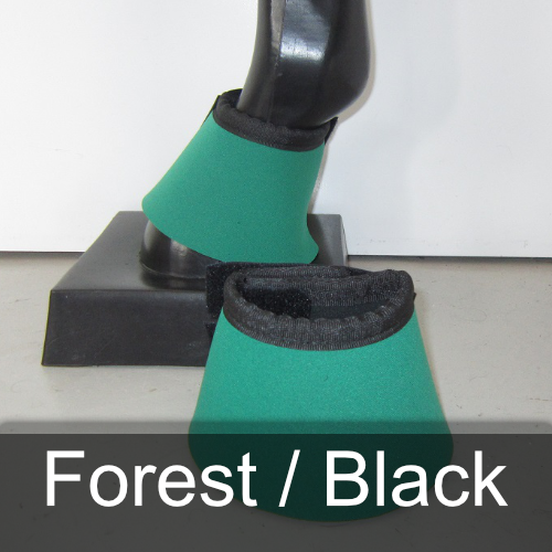 A pair of green and black boots with the words forest / black below them
