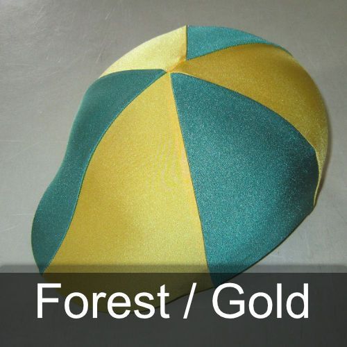 A green and yellow hat with the words forest / gold below it