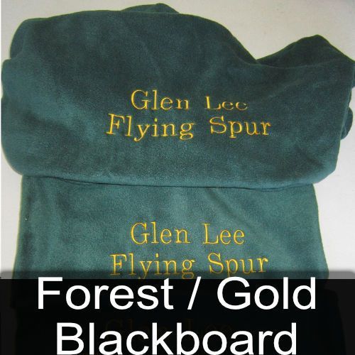 A green shirt with glen lee flying spur embroidered on it