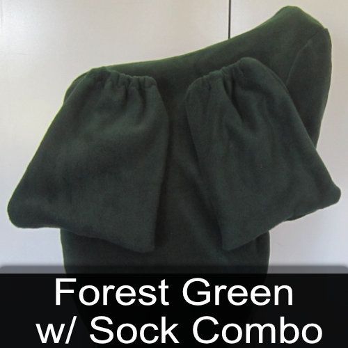 A pair of forest green w / sock combo
