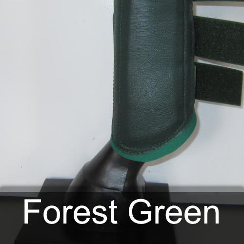 A close up of a forest green boot