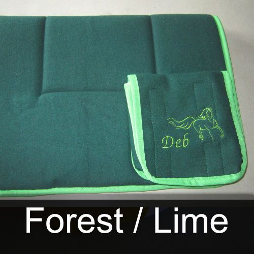 A green blanket with the name deb embroidered on it