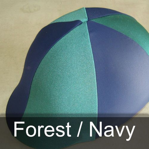 A blue and green hat that says forest / navy