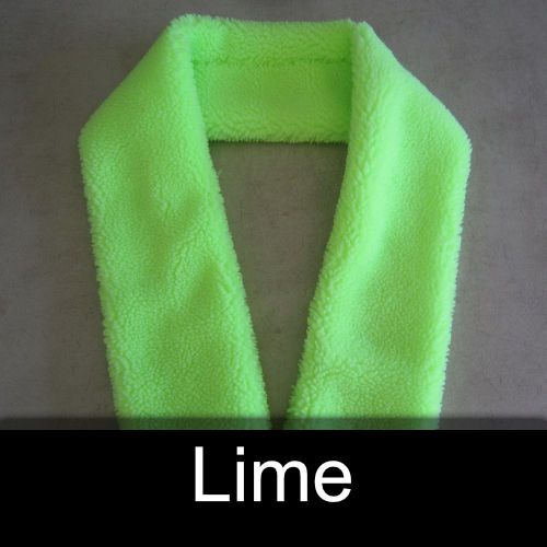A green scarf with the word lime on it