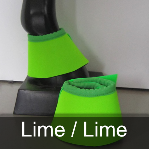 A pair of lime green bell boots on a mannequin