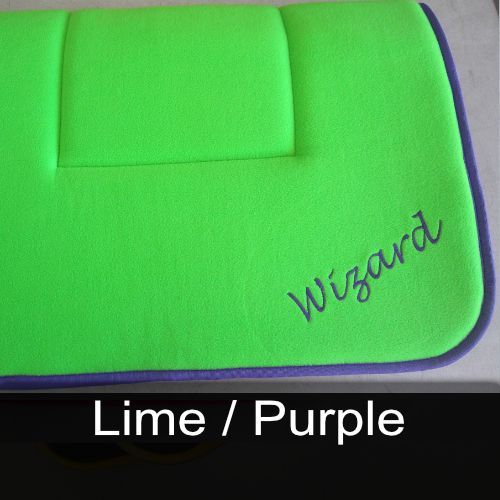 A green mat with the name wizard embroidered on it