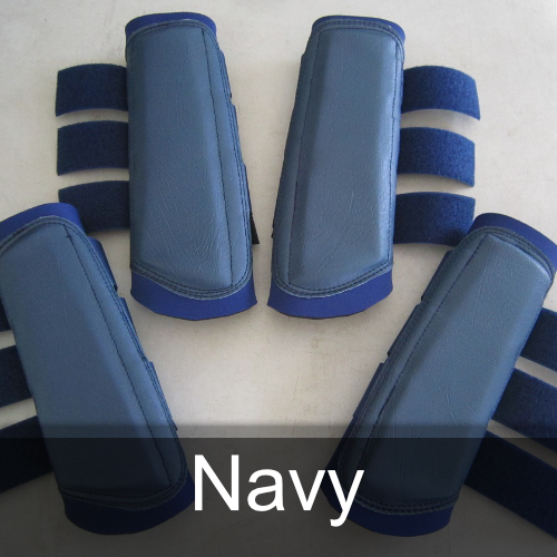 A pair of blue boots with the word navy below them