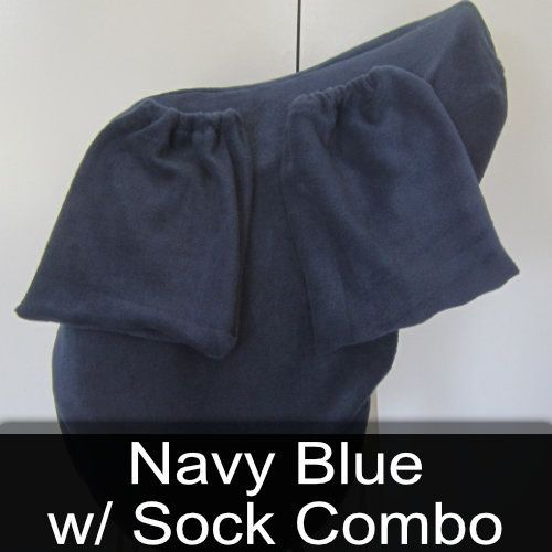 A pair of navy blue w / sock combo