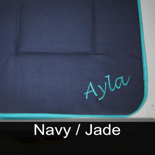 A blue blanket with the name ayla embroidered on it