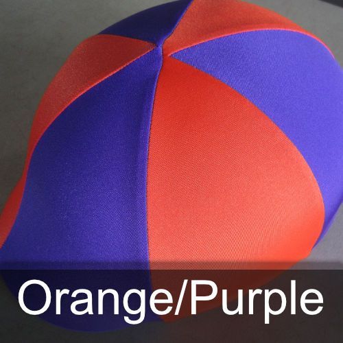 A red and purple hat with the words orange / purple below it