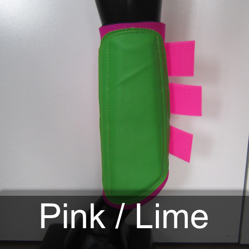 A green and pink boot with the words pink / lime below it