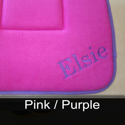 A pink and purple blanket with elsie embroidered on it