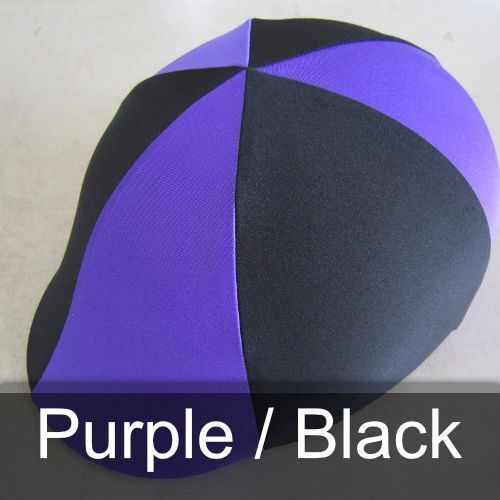 A purple and black hat with the words purple / black below it