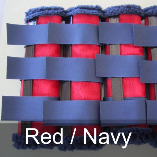 A red and blue item that says red / navy