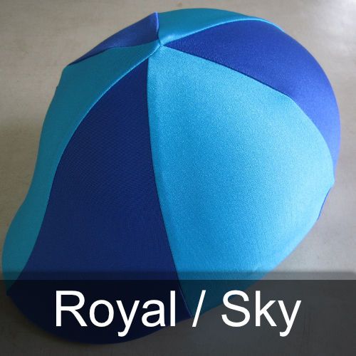 A blue hat with the words royal / sky below it
