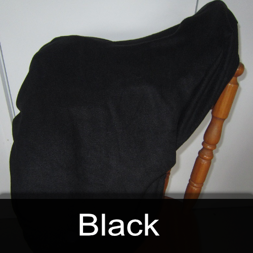 A black blanket is sitting on a wooden chair