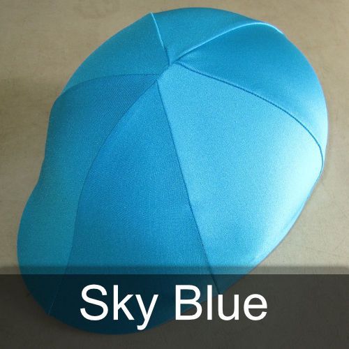 A blue hat that says sky blue on it