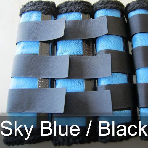 A blue and black item that says sky blue / black