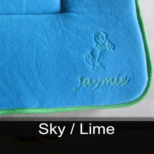 A blue towel with the name jayme embroidered on it