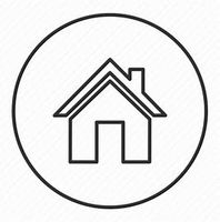 A house icon in a circle on a white background.