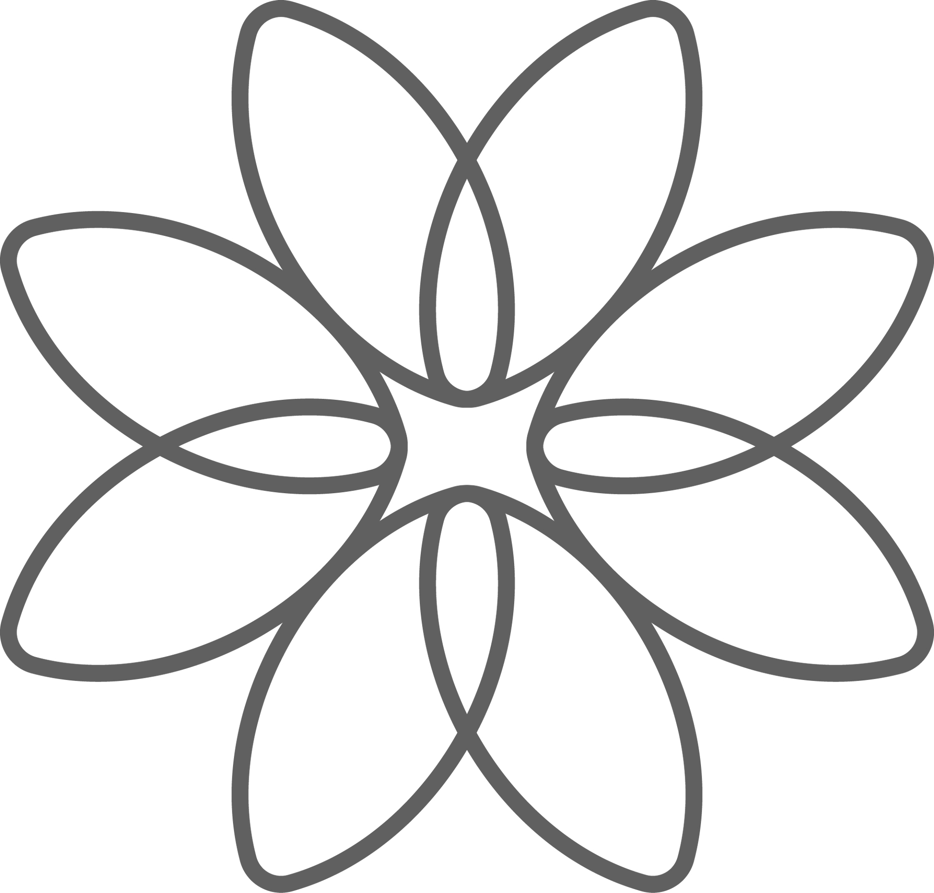A black and white drawing of a flower on a white background.