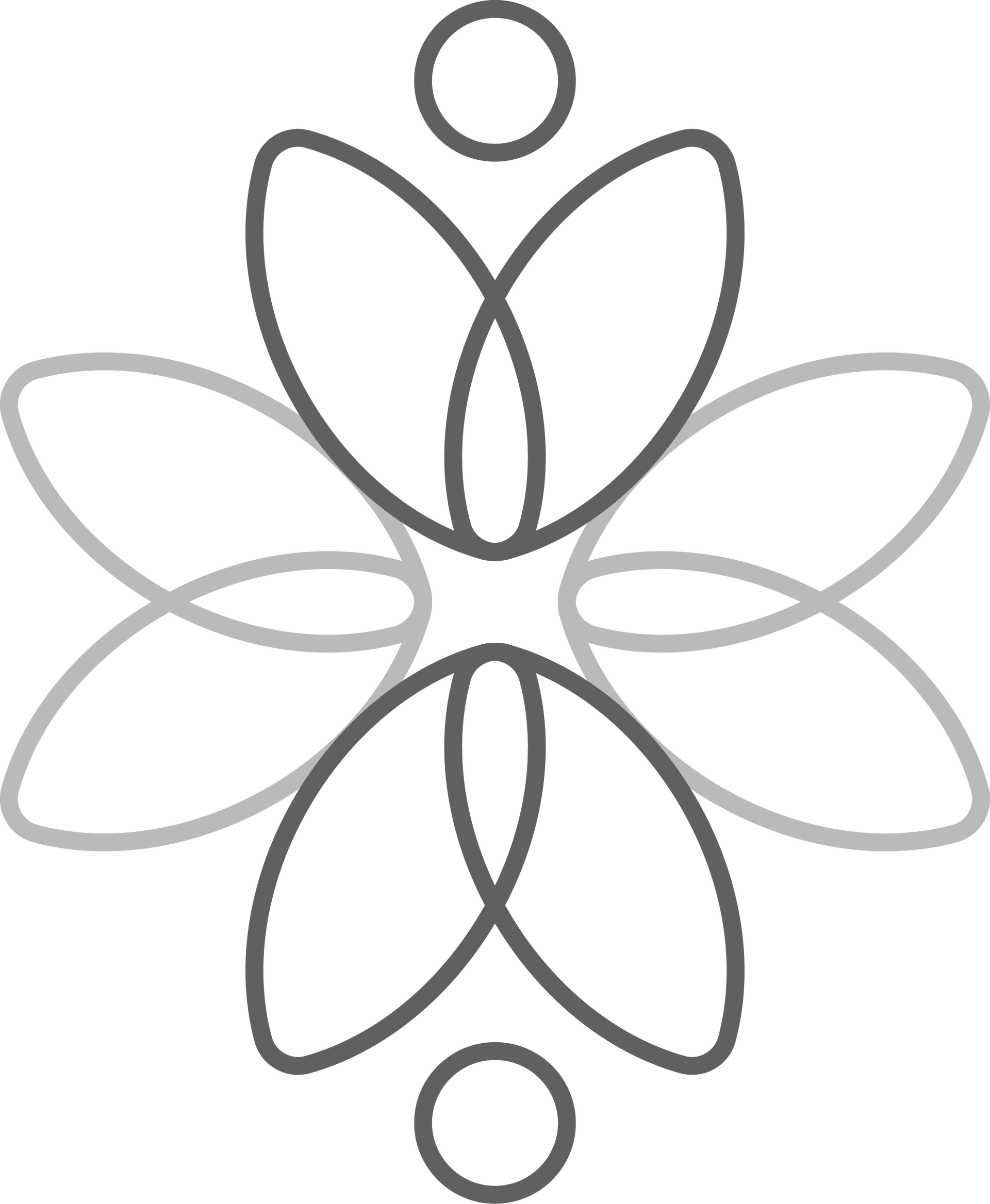A black and white drawing of a flower with circles around it.