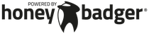 A honey badger logo that is black and white