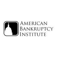 The logo for the american bankruptcy institute is black and white.