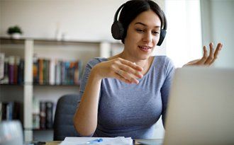 woman doing online course