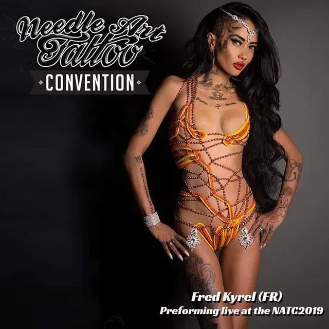 Fred keryl photoshoot Bibi Diamond for needle art tattoo convention