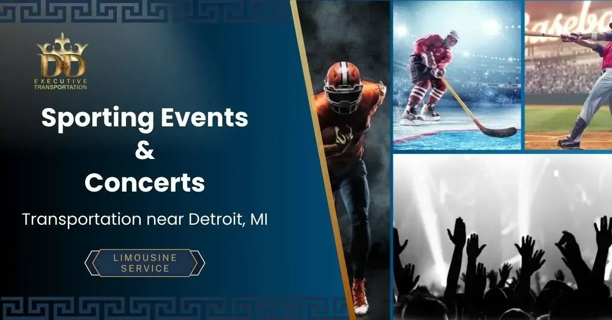 A poster for sporting events and concerts in detroit mi