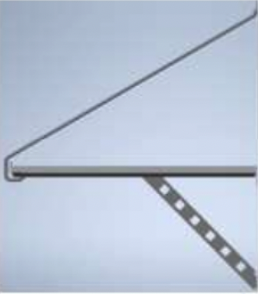 A close up of a metal bracket on a white surface