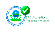 An epa accredited training provider logo with a green check mark.