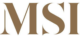the msi logo is brown and white on a white background .
