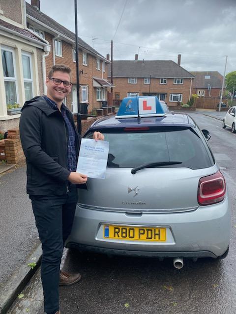 Scott Wiltshire passes his driving test with a-class driving school