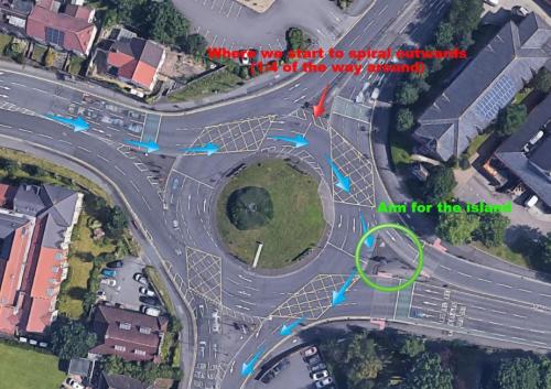 online driving lesson on spiral roundabouts