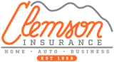 Clemson Insurance logo in orange, gray, and white with &ldquo;Home Auto Business&rdquo; and &ldquo;Est. 1958&rdquo; text