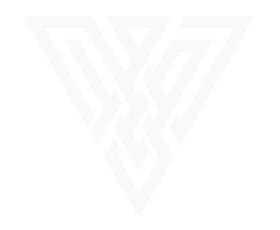 A white triangle with a geometric pattern on a white background.