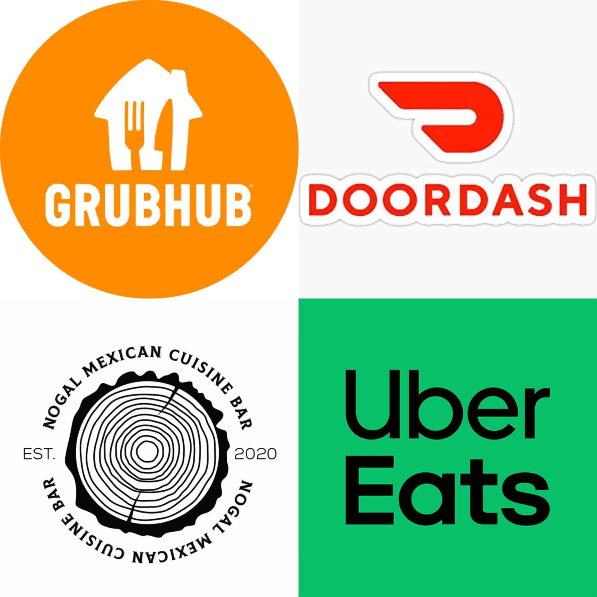 A collage of logos for grubhub doordash and uber eats