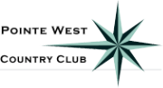 Pointe West Country Club logo: text with a teal compass rose star.