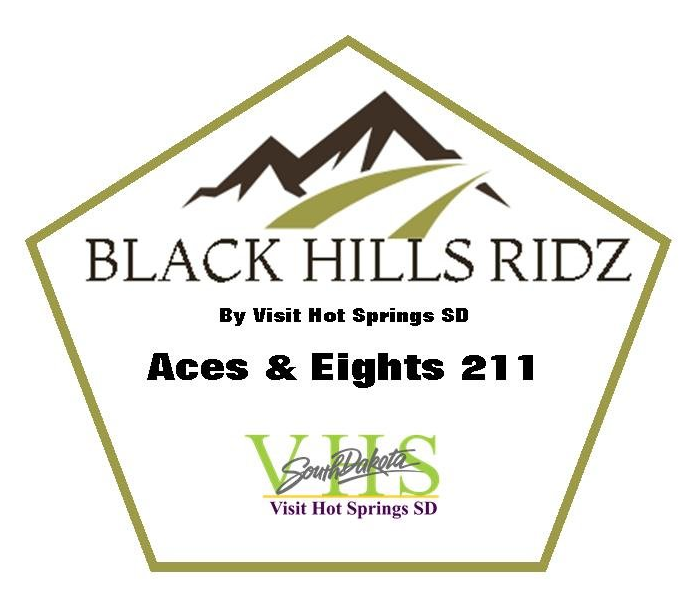 A logo for black hills ridz by visit hot springs sd
