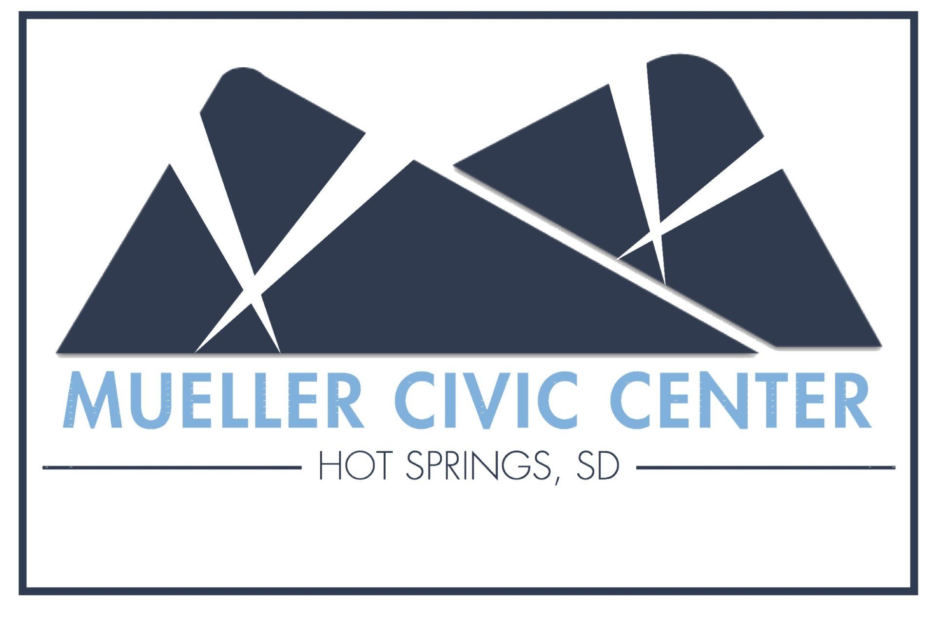 The logo for the mueller civic center in hot springs , sd.