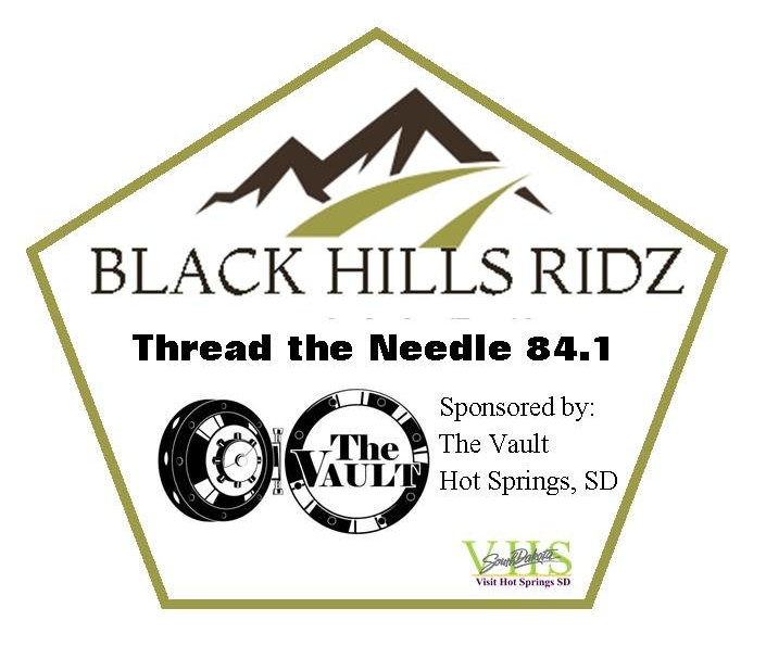 A logo for black hills ridz thread the needle 84.1