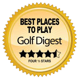 A gold seal that says best places to play golf digest