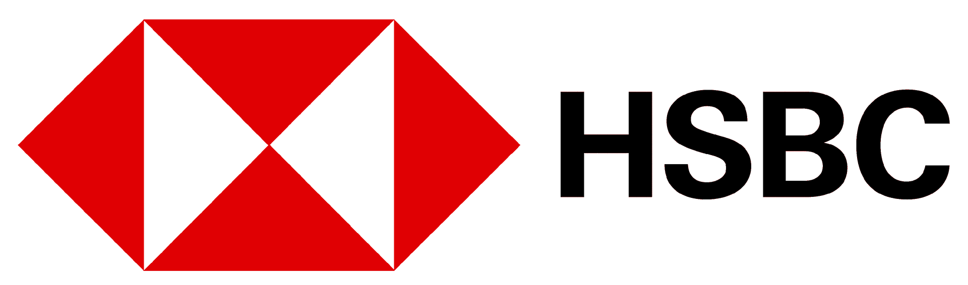 HSBC logo: red and white diamond-shaped design with the letters 