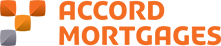 Logo of Accord Mortgages, featuring orange and gray geometric shapes and orange text.