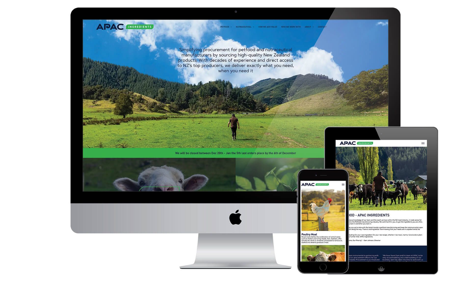 APAC Ingredients website designed by Vanilla Hayes - creative design  studio in Blenheim, Marlborough, New Zealand